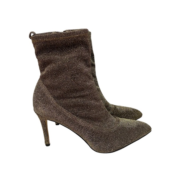 Sam Edelman Womens Side Zip Stiletto Metallic Knit Booties Gold Tone Size 7.5 - Picture 4 of 12
